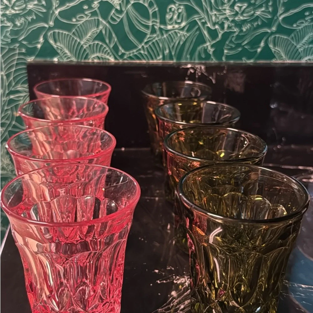 Noritake Pink Pressed Glass Tumblers - Set of 4